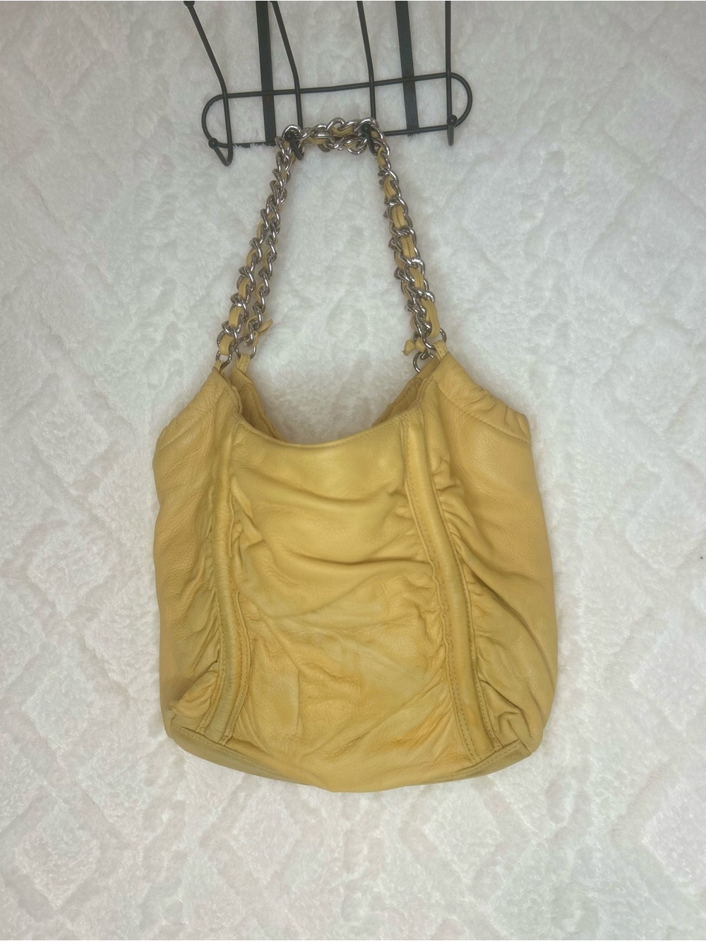 Kate Landry Rare Vintage Genuine Leather Boho Shoulder Bag with Chain Straps